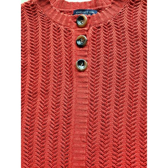 SWEATER-JONES NEW YORK SIGNATURE PETITE-Rust-Chevron Stitch-SIZE P-SML - Picture 5 of 16